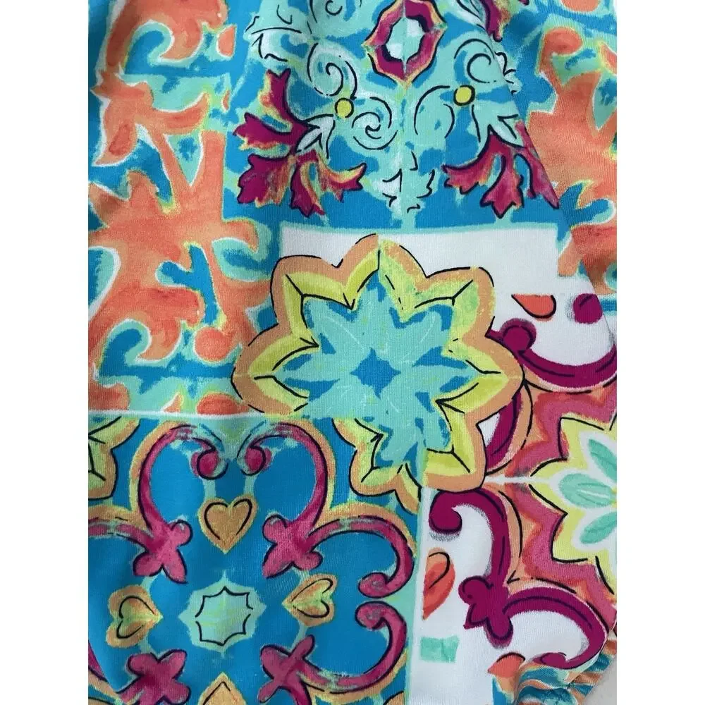 Liz Claiborne Swimsuit One Piece Patchwork Beach Summer FLAW